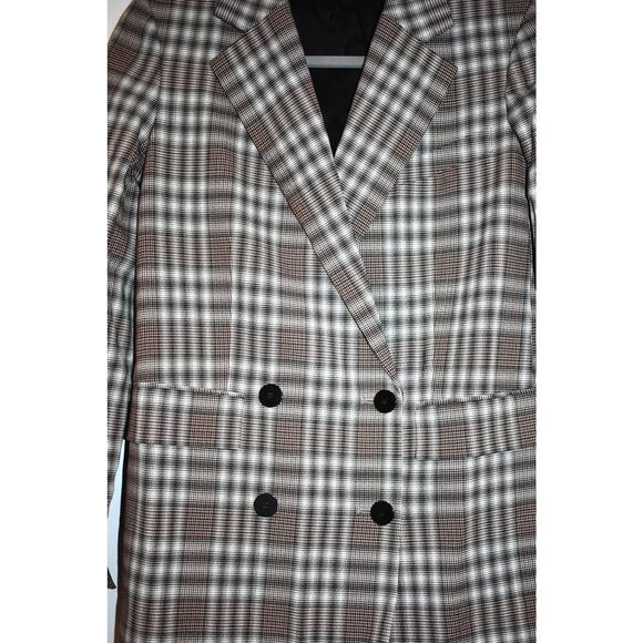Theory Piazza Wool Blazer Jacket Size 0 Optical Plaid Brown Multicolor Academia - Picture 4 of 11